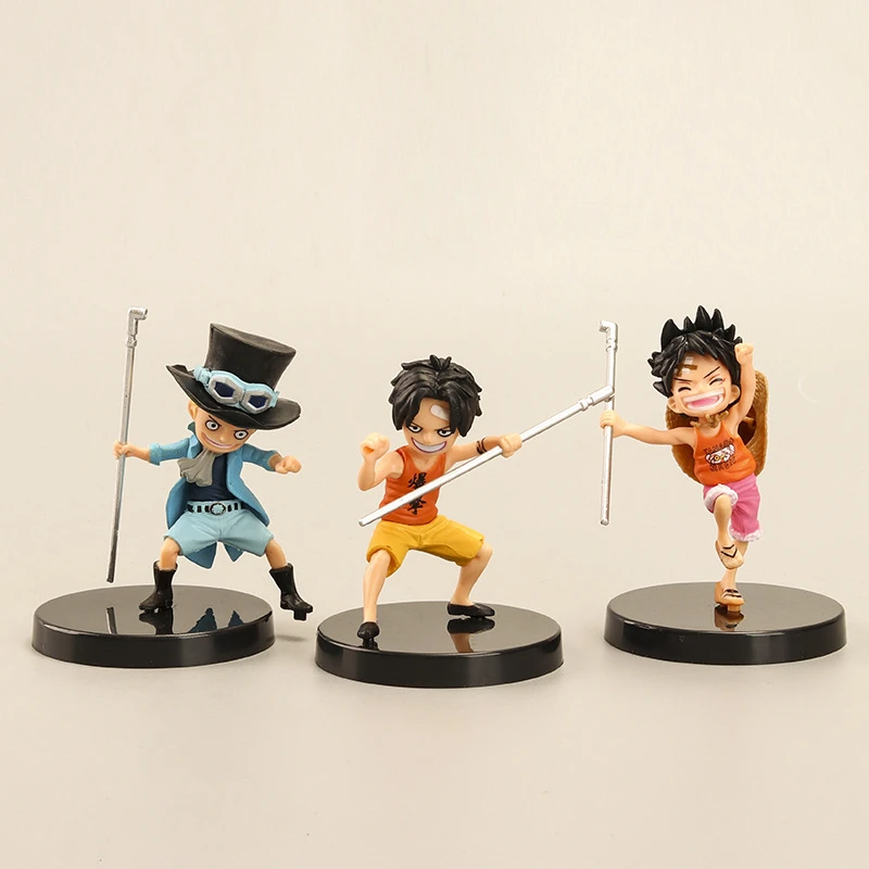アニメワンピースルフィエースサボチャイルドバージョンpvcアクションフィギュア 収集可能な彫像 車のモデル おもちゃ 人形 ケーキの装飾 ピース セット Action Figures Aliexpress