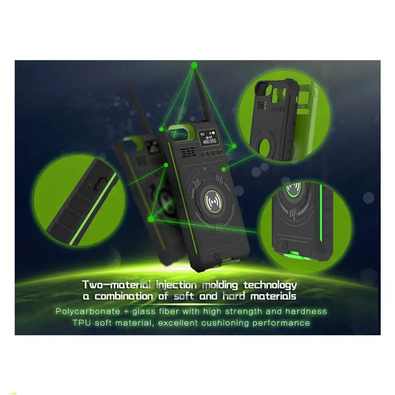 DTNO.I NO.1 IP01 3 in 1 400-470MHZ UHF 5KM Interphone Outdoor Walkie Talkie + 3500mAh Power Bank + Phone Case for iPhone X/6/7/8