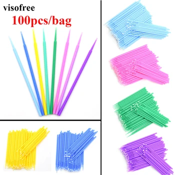 

100Pcs/bag Visofree Disposable MicroBrush Eyelashes Extension Individual Lash Removing Swab Micro Brush Eyelash Extension Tools