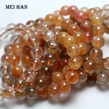 

Meihan (approx 14beads/set/82g) natural amazing Brazil 16-16.8mm copper rutilated quartz smooth round beads stone