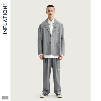 

INFLATION Luxury Men Blazer Loose Fit Fashion Brand High Quality Streetwear Men Casual Suit Grey Color TernoMasculino Streetwear