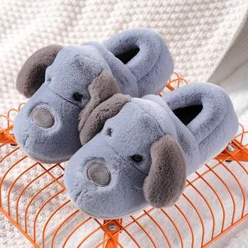 

Coslony Men Slippers Flips Flops Winter Warm Cute Dog Shoes Man Fashion Platform Sandals Slides Non-slip Flats Indoor
