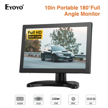 

EYOYO EM10X IPS 1920X1200 HDMI Computer TV Monitor with BNC VGA USB Speaker Moniteur for CCTV FPV Video Display DVD PC Laptop