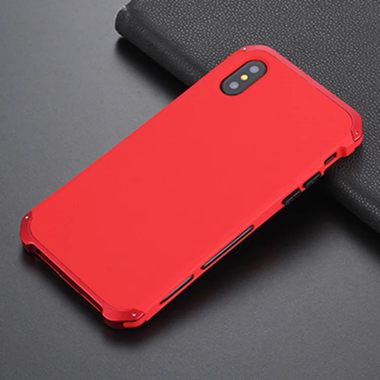 Red Red Side Текстурированный противоударный металлический каркас Пластиковая Задняя панель для iPhone XS iPhone Xs алюминиевый сплав Мобильный XS бампер чехол с подарком - Цвет: Red Red Side