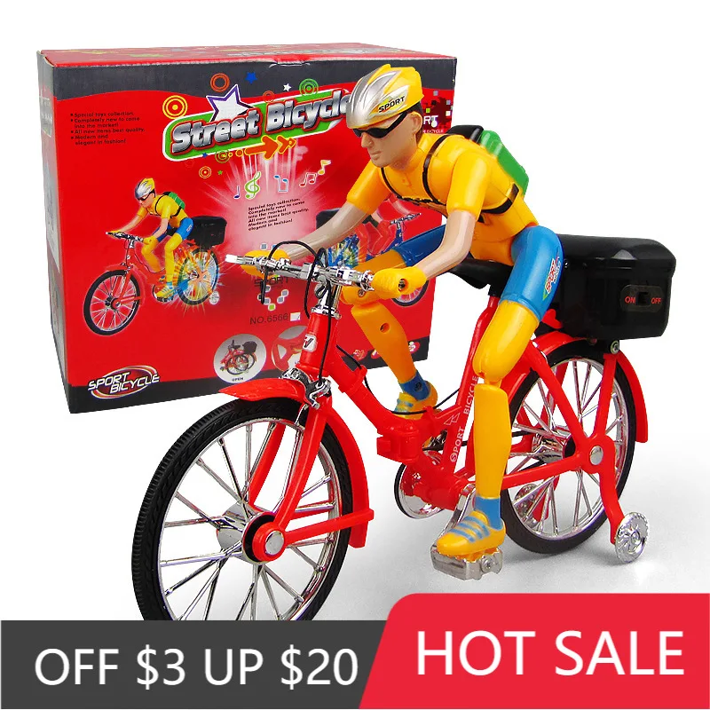 1Pcs NEW Electric Cool Bike Athlete Robot Children Entertainment Toys Simulated bionic ride bicycle Vehicles toy |