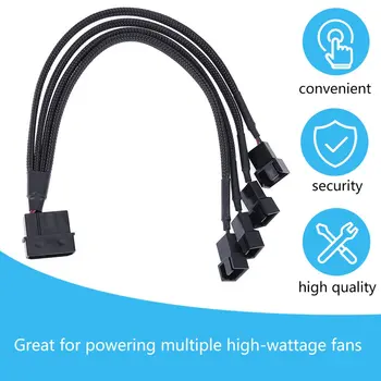 

1 To 2 Way Y-Splitter Sleeved 4-Pin Molex Male To 2x 3-Pin/4-Pin PWM Male Connector Fan Extension Adapter Cable