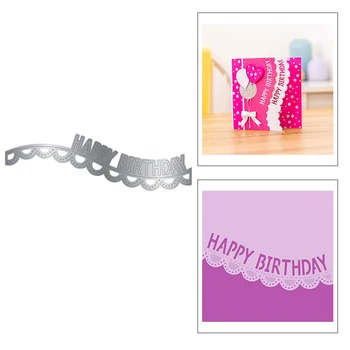 

2020 New Hot Happy Birthday English Alphabet Word Banner Lace Metal Cutting Dies For and Scrapbooking Foil Card Making no stamps