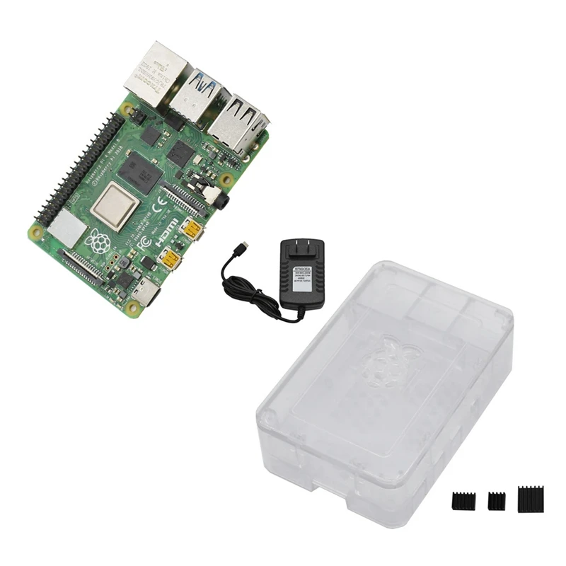 Для Raspberry Pi 4B ABS черный чехол 2G Оперативная память DIY Kit с радиатором 5V 3A Мощность адаптер для Raspberry PI 4
