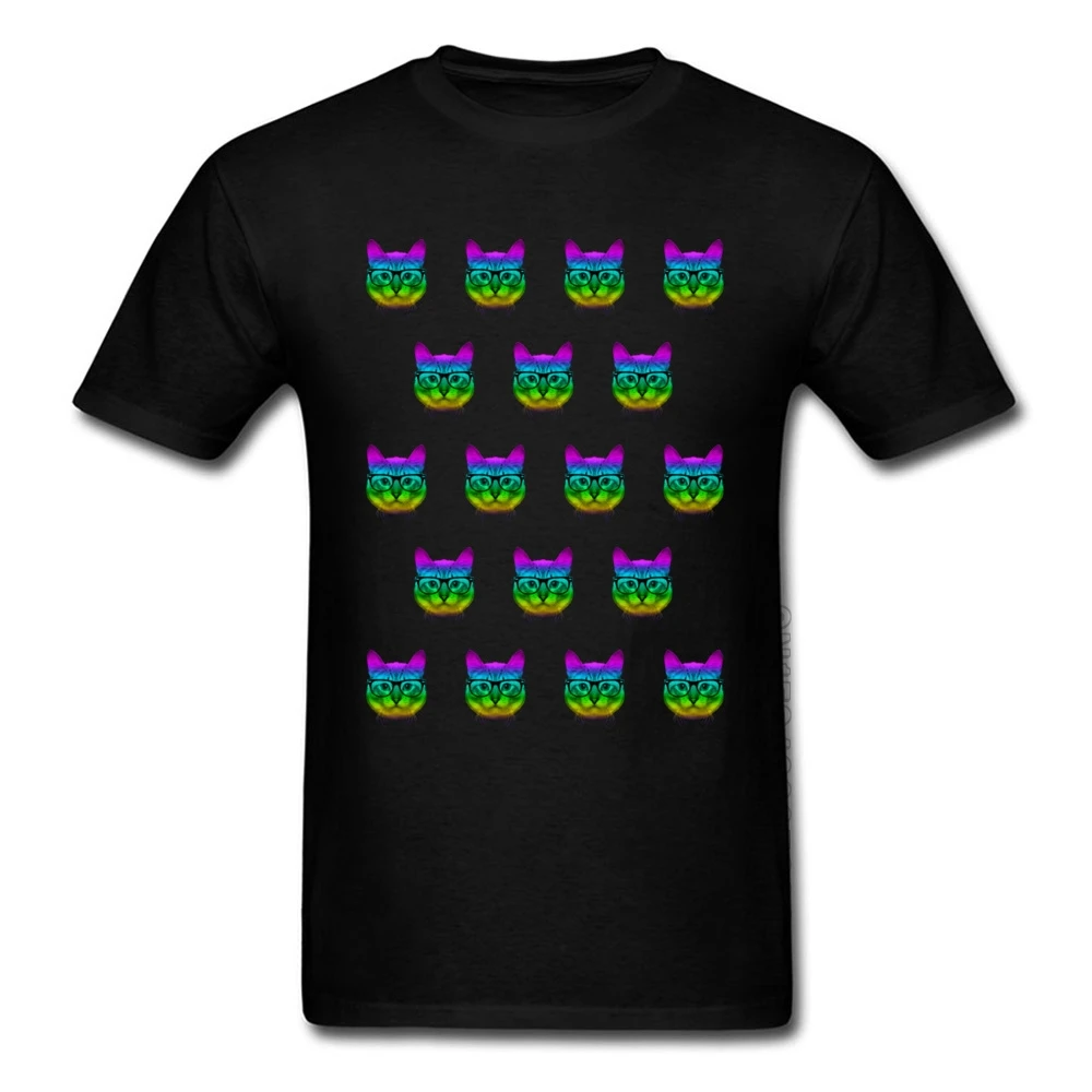 Пользовательские футболки Psychedelic Cat печатных на круглый вырез Чистый хлопок