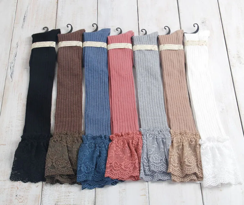 Women Knitting Lace Cotton Over Knee Thigh Stockings High Socks Pantyhose Tights