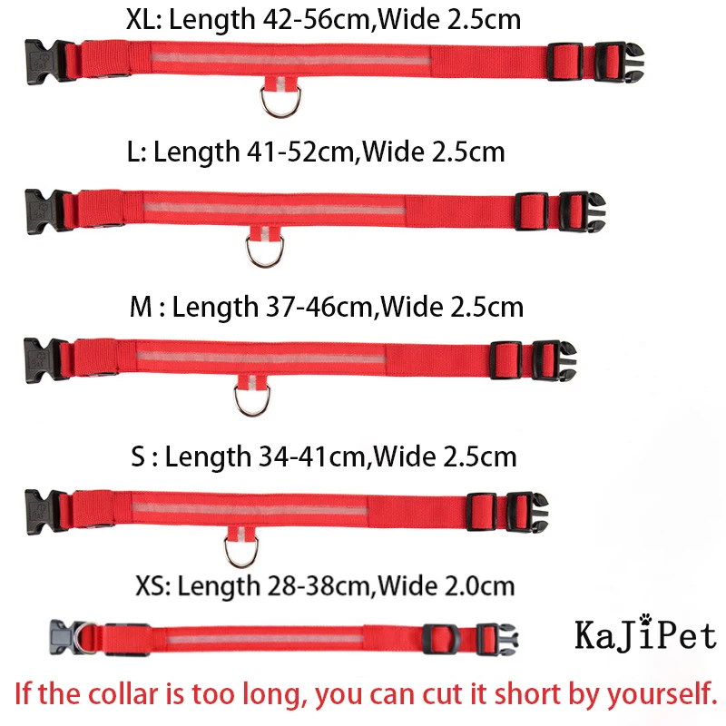 LED Dog Collar Luminous Nylon Glowing Dog Collar Light Night Safety Perro Luz Luminoso Bright Pets Electronic