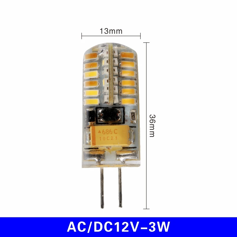 10 шт./лот G4 Светодиодный светильник переменного тока, 12 В, 220 В, 1 Вт, 2 Вт, 3 Вт, 4 Вт, 5 Вт, сменный галогенный светильник, 360 градусов, точечный светильник, люстра, светильник ing - Испускаемый цвет: 3W AC DC12V