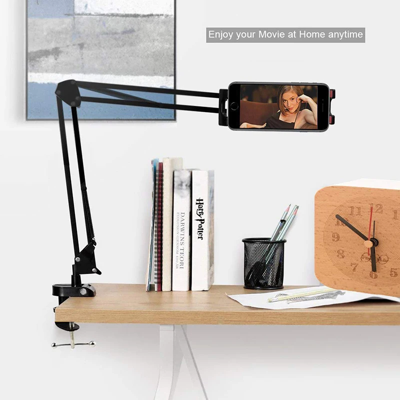 Stainless Steel Multifunctional Cell Phone Bedside Tablet Desktop Lazy Stand 360 Rotation Adjustable Free Hands Phone 4