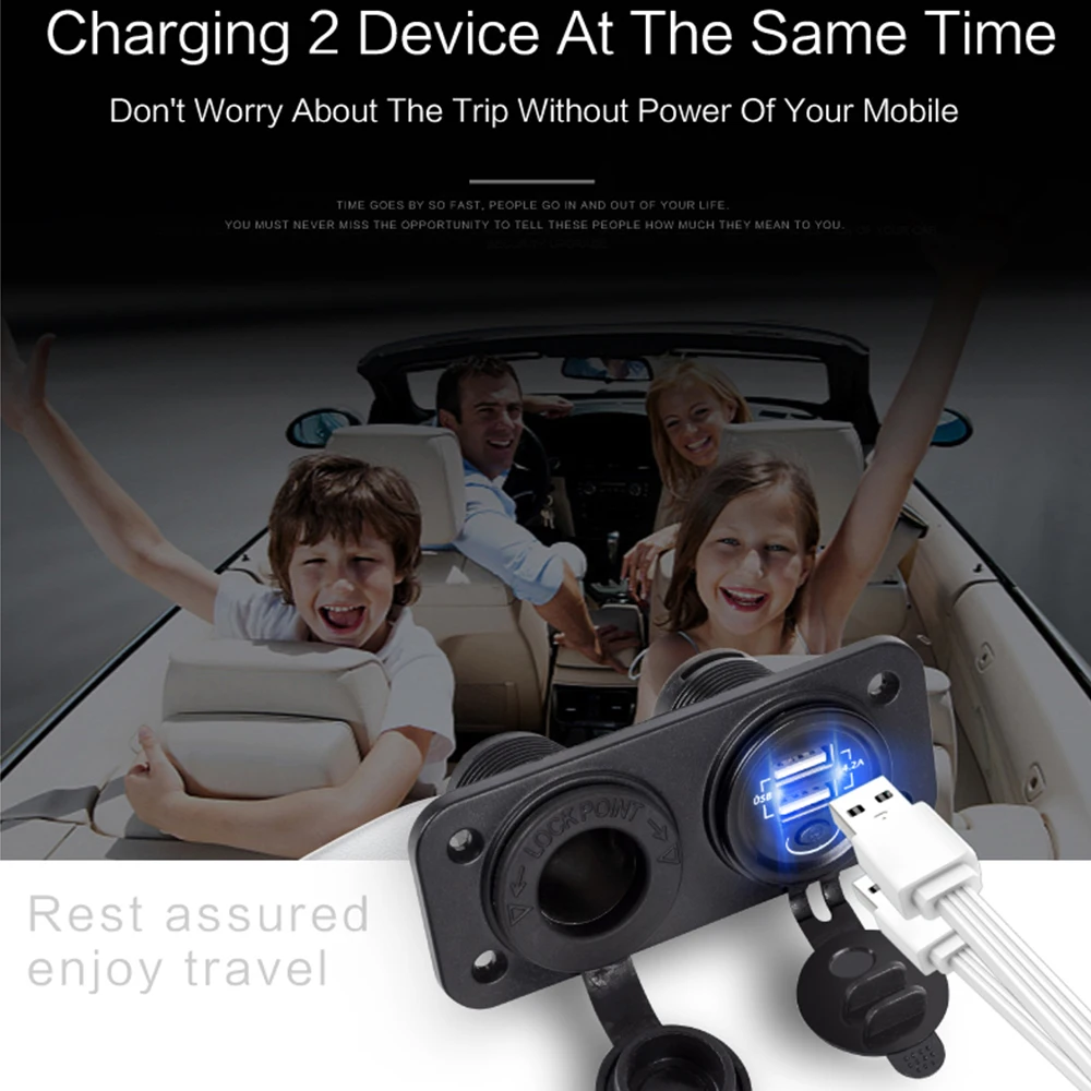 USB Панель розетка быстрое автомобильное двухпортовое Зарядное устройство USB прикуриватель розетка мобильный телефон 5 в 4.2A автомобильное зарядное устройство с переключателем ВКЛ/ВЫКЛ
