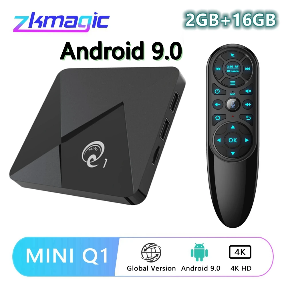Мини Смарт ТВ приставка Q1 на Android 9 0 4K Ultra HD 2 4 ГГц Wi Fi Rockchip RK3228A четырехъядерный процессор Youtube ГБ 16 Google Play TV