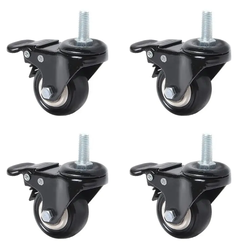 

4 Pack PU Rubber Swivel Casters with 360 Degree Each Wheel Capacity