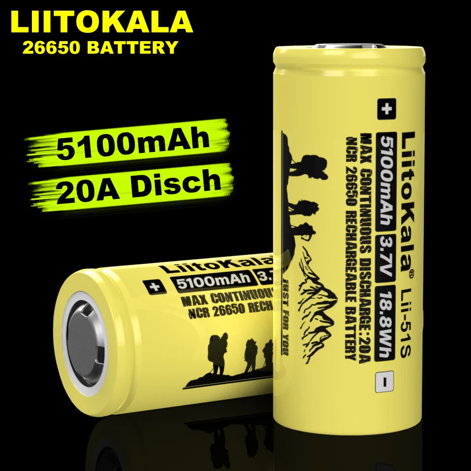 Литий ионный аккумулятор Liitokala 2 15 шт. 26650 20 А 26650A 3 7 В 5100 мА подходит для