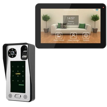 

Mountainone 9-Inch Wired Wifi Fingerprint Ic Card Waterproof Video Phone Doorbell Infrared Video Intercom System Black +Silver A