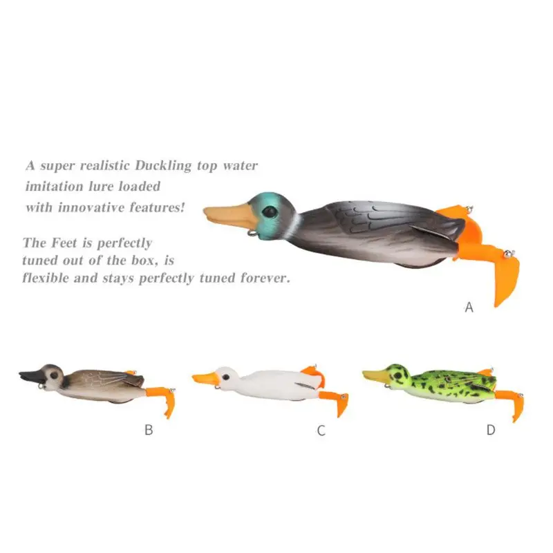 Soft Lure Fishing Duck Frog Bait Topwater Simulation Floating Artificial Bait