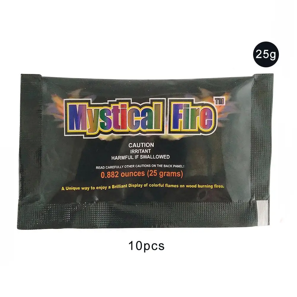 10 Pcs x 25g 10 шт. улучшенная версия Волшебные трюки для волшебников Мистический Огонь цвет пламени порошок Bonfire краситель принадлежности для вечеринки на открытом воздухе - Цвет: 10 Pcs x 25g