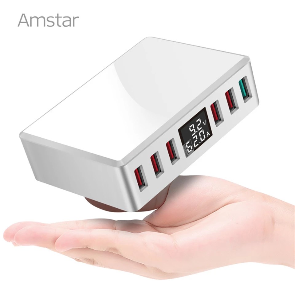 Amstar 40 Вт Quick Charge 3,0 USB Зарядное устройство адаптер 6-Порты Led Дисплей QC3.0 USB телефон Зарядное устройство для iPhone samsung huawei Xiaomi