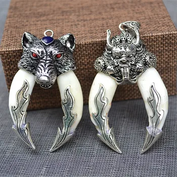 

Titanium steel male wolf tooth necklace, personality pendant, craft accessories