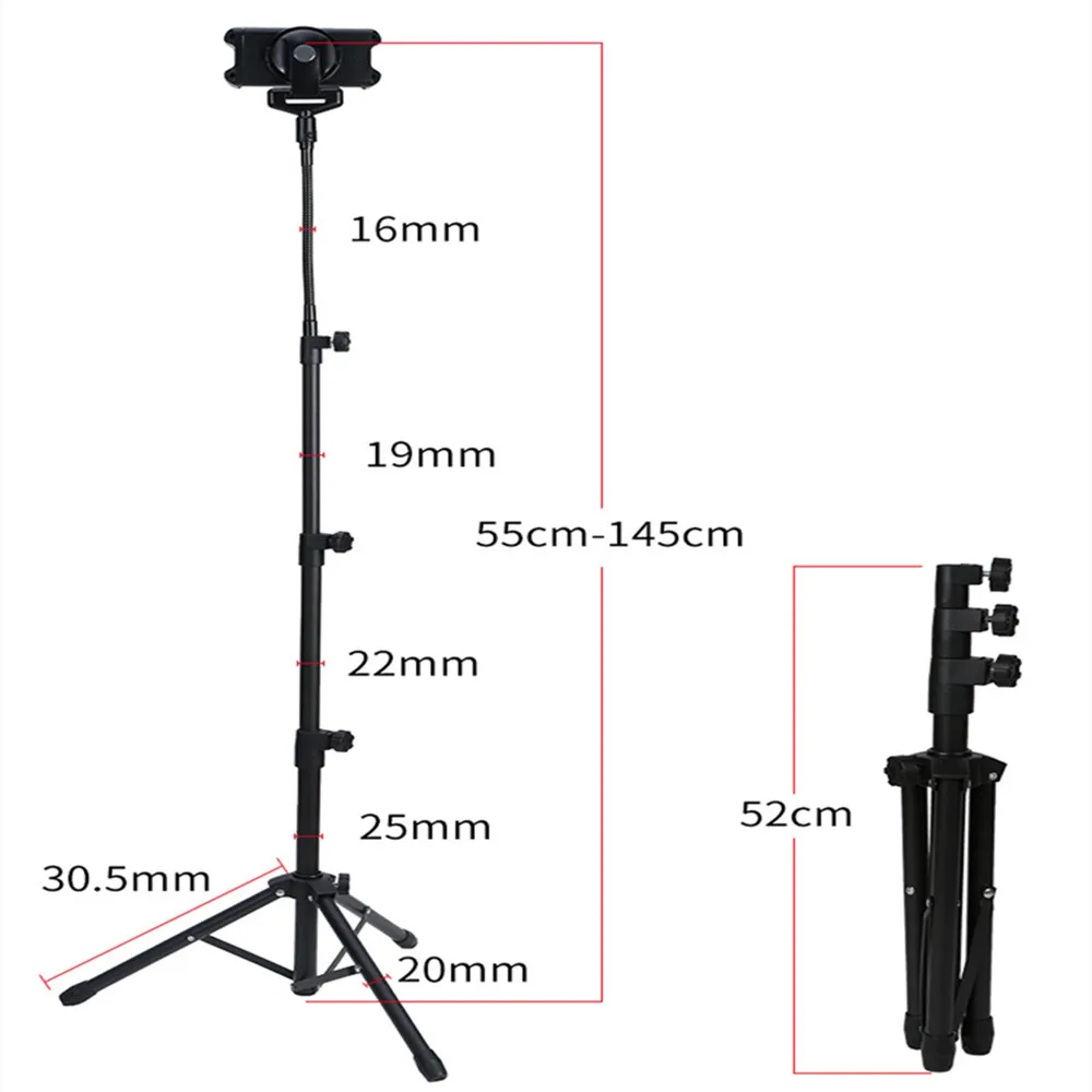 1Set For Ipad Tripod Stand Gooseneck 57-inch Floor Stand For Tablet iPad Floor Stand With 360° Rotating iPad Tripod Mount