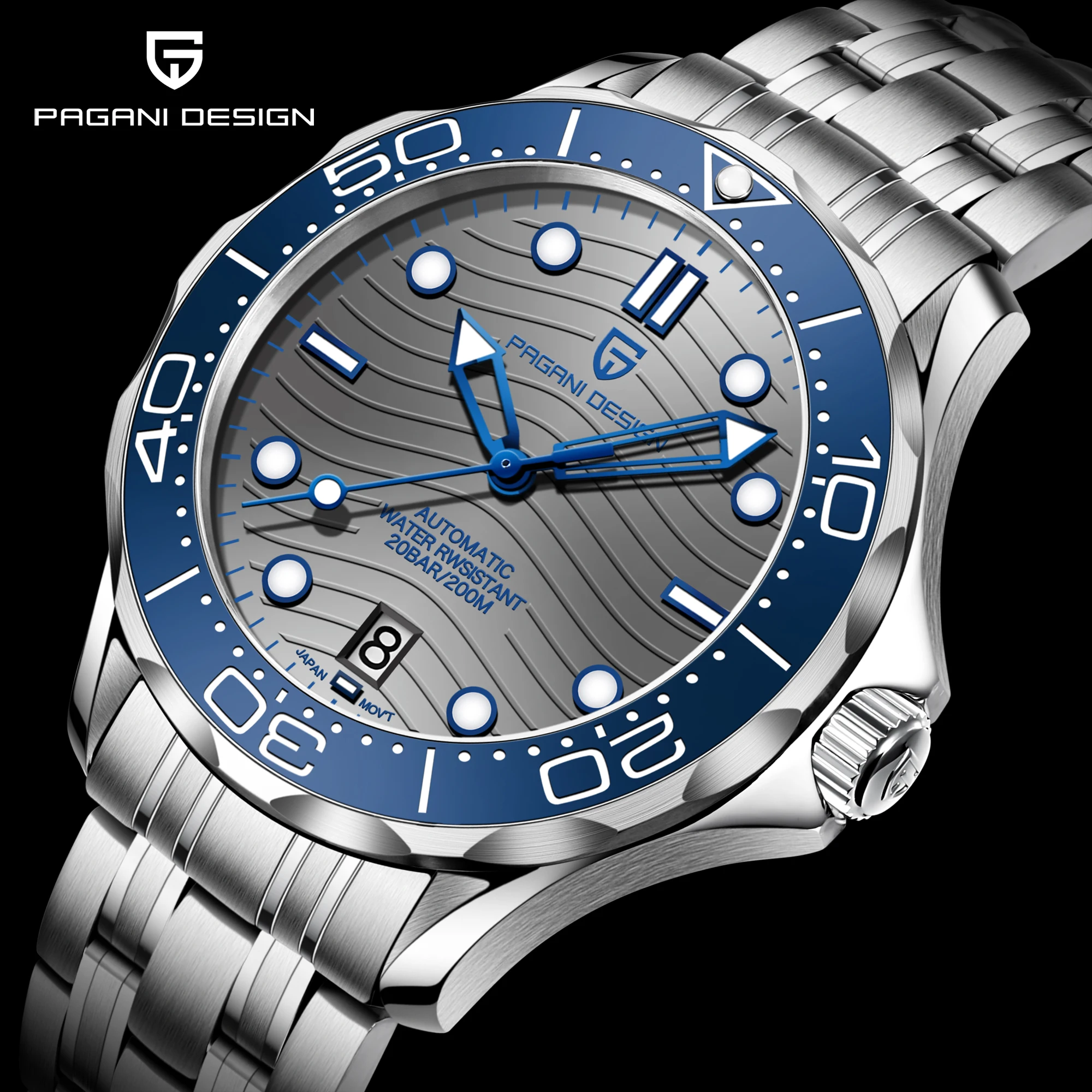2021 New PAGANI DESIGN 200M waterproof Mechanical watches Luxury automatic watch men NH35 move Sapphire mirror 20bar wristwatch 1