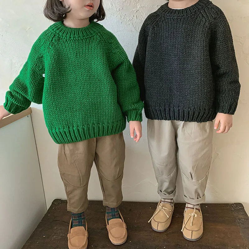 Kids Solid Sweater for Brothers and Sisters Korean Outwear