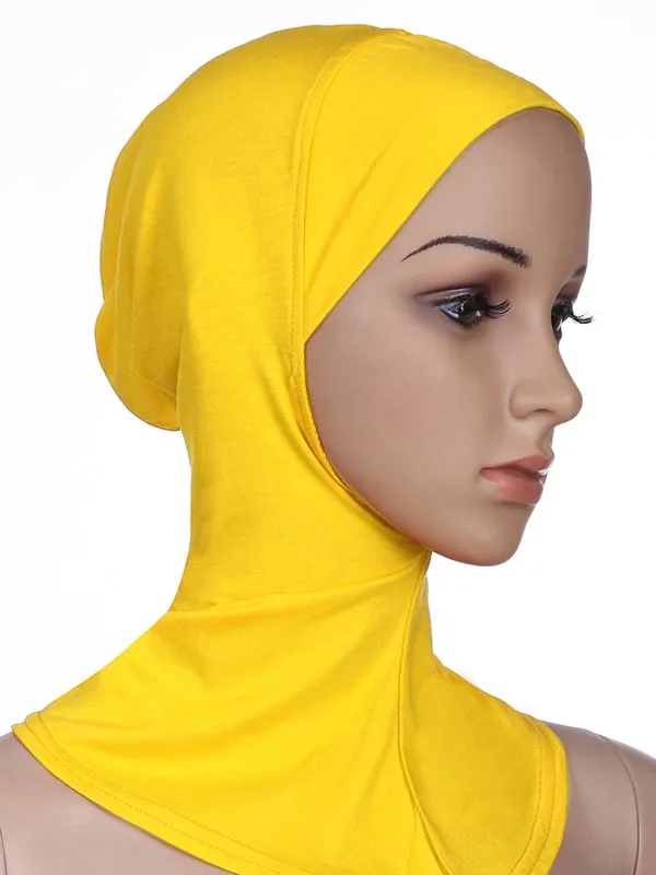 Мусульманские женские Девушки Спорт внутренний хиджаб колпачки исламские мягкие растягивающиеся подшарф шапки кроссовер классический стиль - Цвет: Yellow