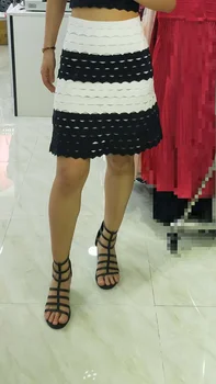 

2020 High Quality Ladies Sexy Striped Fabric Elastic Bandage Skirt Celebrity Game High Street Sexy Party Wear Pencil Skirts