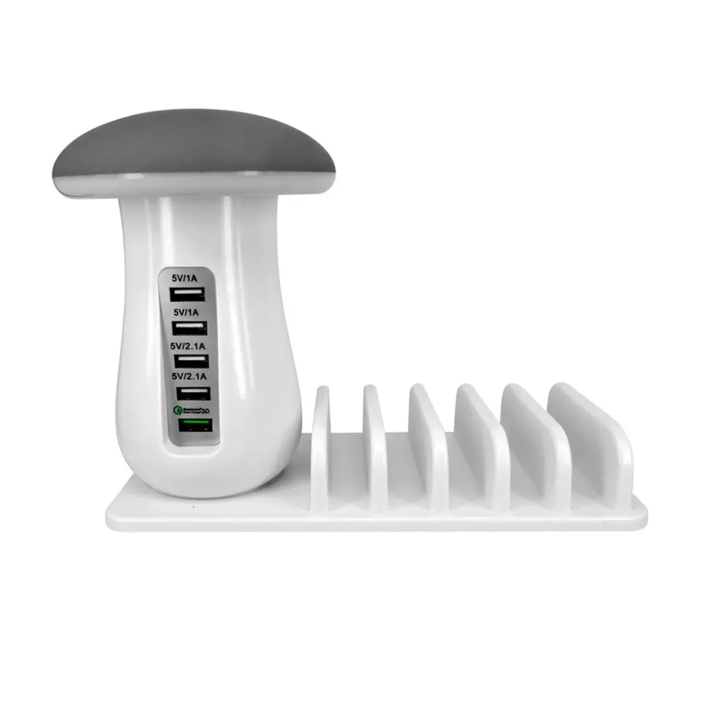 Многофункциональный 5 портов USB зарядная станция концентратор гриб светодиодный светильник зарядная док-станция QC3.0 Быстрая зарядка для мобильного телефона планшета