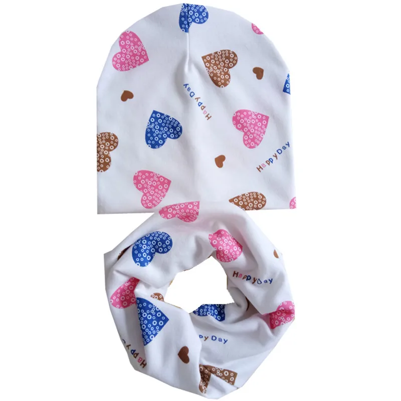 New Spring Baby Cap 4-12 Years Boy Muts Beanies Autumn Kids Girls Neckerchief 0-3T Children Cotton Scarf Hat Sets