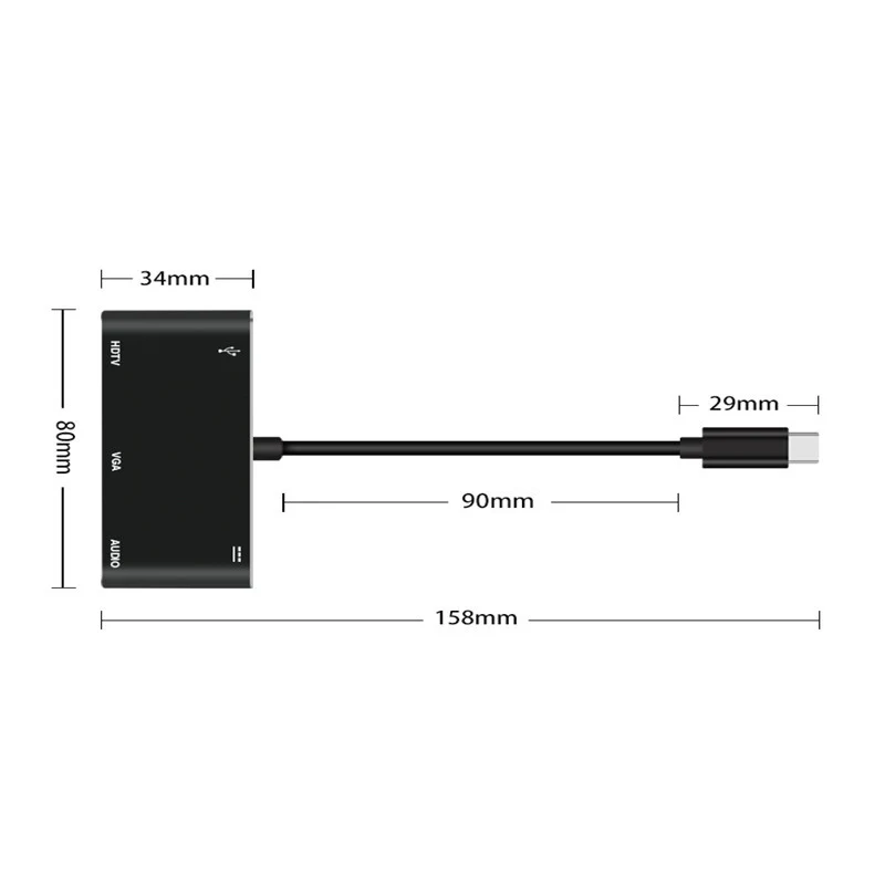 5 в 1 USB C к HDMI адаптер 4K type-C к HDMI/VGA/аудио/USB 3,0 порт+ USB C порт(PD) конвертер для ноутбука Macbook переключатель