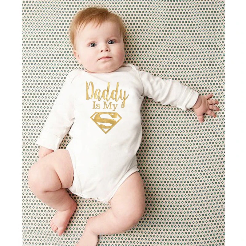 

Dad Is My Superhero Cotton Long-sleeved Romper Infant Baby Boys Girls Funny Casual Jumpsuit Toddler Clothes Soft Cotton Outfits