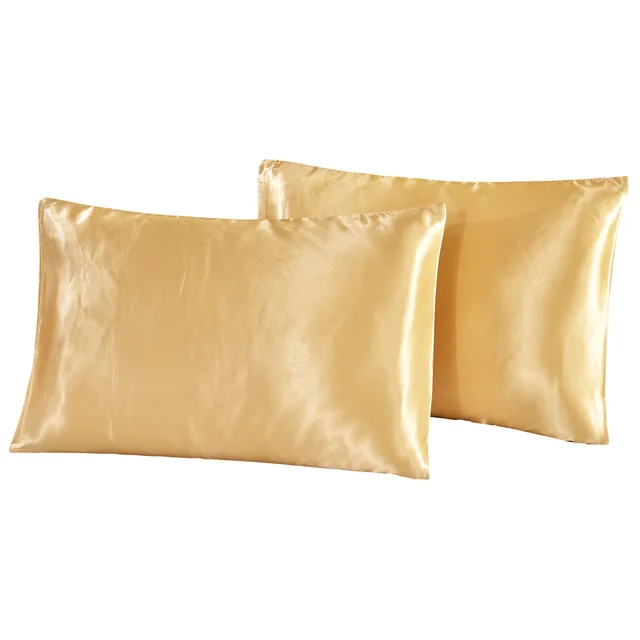 1Pc Queen Satin Silk Pillowcase Pillow Case Cover Home Bedding Smoothy Pillow Rectangle Bedding Pillow 2