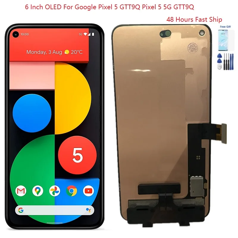 

6-дюймовый OLED-дисплей для Google Pixel 5 Lcd GTT9Q GD1YQ, дисплей с сенсорным дигитайзером в сборе для Google Pixel 5, экран дисплея Pixel5, Lcd