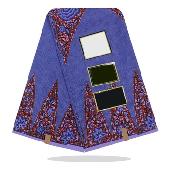 

100%Cotton Fabric Veritable Breathable African Style Wax Block Printed Fabric Real High Quality 6 Yards For Sewing RV10-48