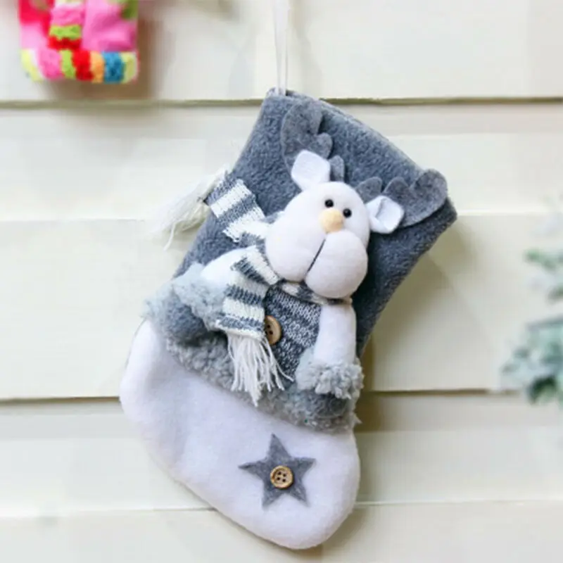 Christmas Socks Bag Christmas Stocking Mini Sock Santa Claus Candy Kids Children Gift Bag Xmas Tree Hanging Decor