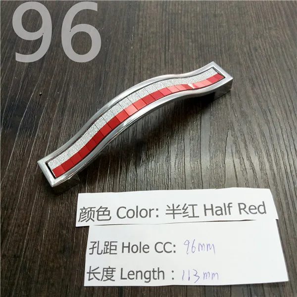Кристальная ручка с отверстием CC 96 мм/128 мм серебристо-цветная кристальная Мебельная ручка для шкафа Ручка для выдвижных ящиков дверная ручка кухонная ручка - Цвет: Half Red CC 96mm