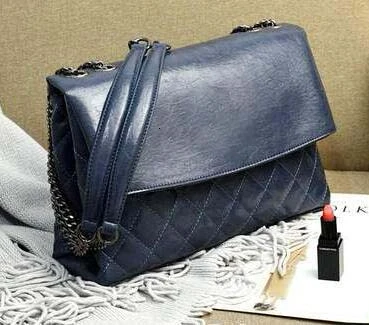 blue Lingge маленькая черная сумка текстура свежая и элегантная дикая модная сумка на плечо с цепочкой роскошные сумки женские сумки дизайнерские - Цвет: blue