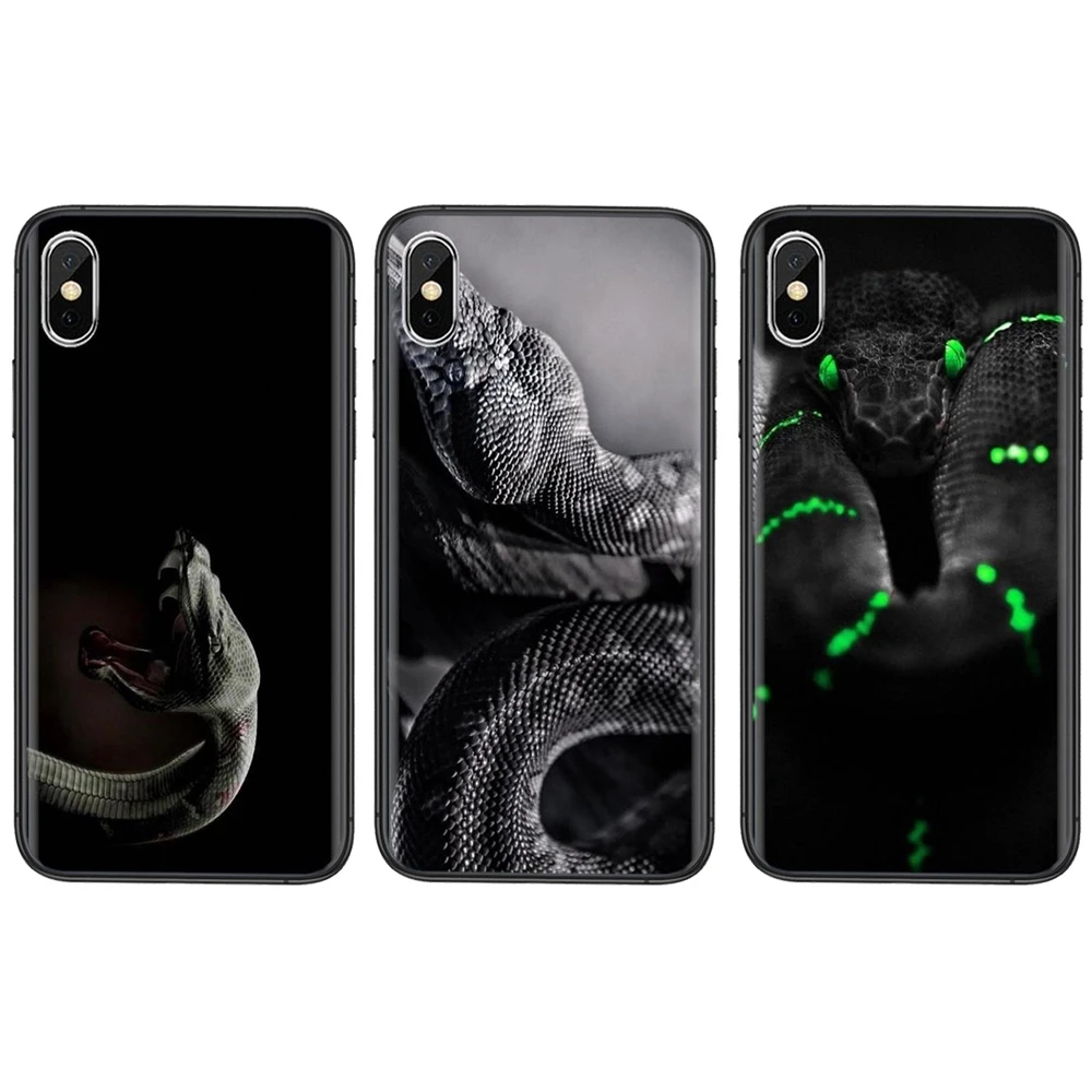Аксессуары чехлы Обложка сумасшедшая черная змея питона для детей iPhone 11 12 Pro Mini 5 5S