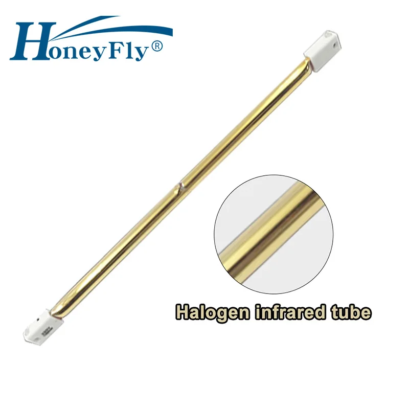 HoneyFly-lâmpada infravermelha dourada do halogênio, único tubo espiral do calefator do cabo, aquecimento, secando o tubo de quartzo, 260mm, 220V, 1000W