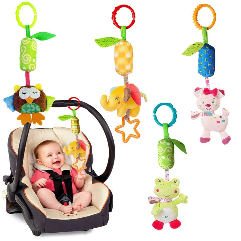 Детские игрушки, детские игрушки для малышей, погремушки 0-12 месяцев, игрушки для Колыбель для новорожденных, Мобильная коляска, животные, колокольчики, плюшевые куклы, погремушки