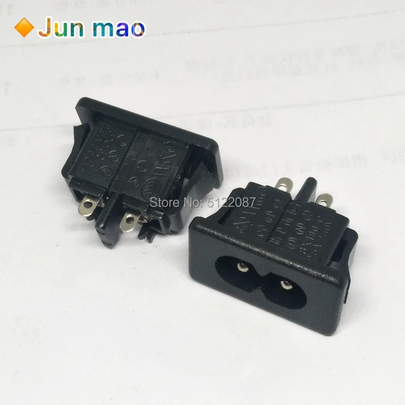 10 шт. BX 180 черная штепсельная вилка IEC320 C8 разъем питания AC 250V 2.5A 2Pin 8 Word розетка