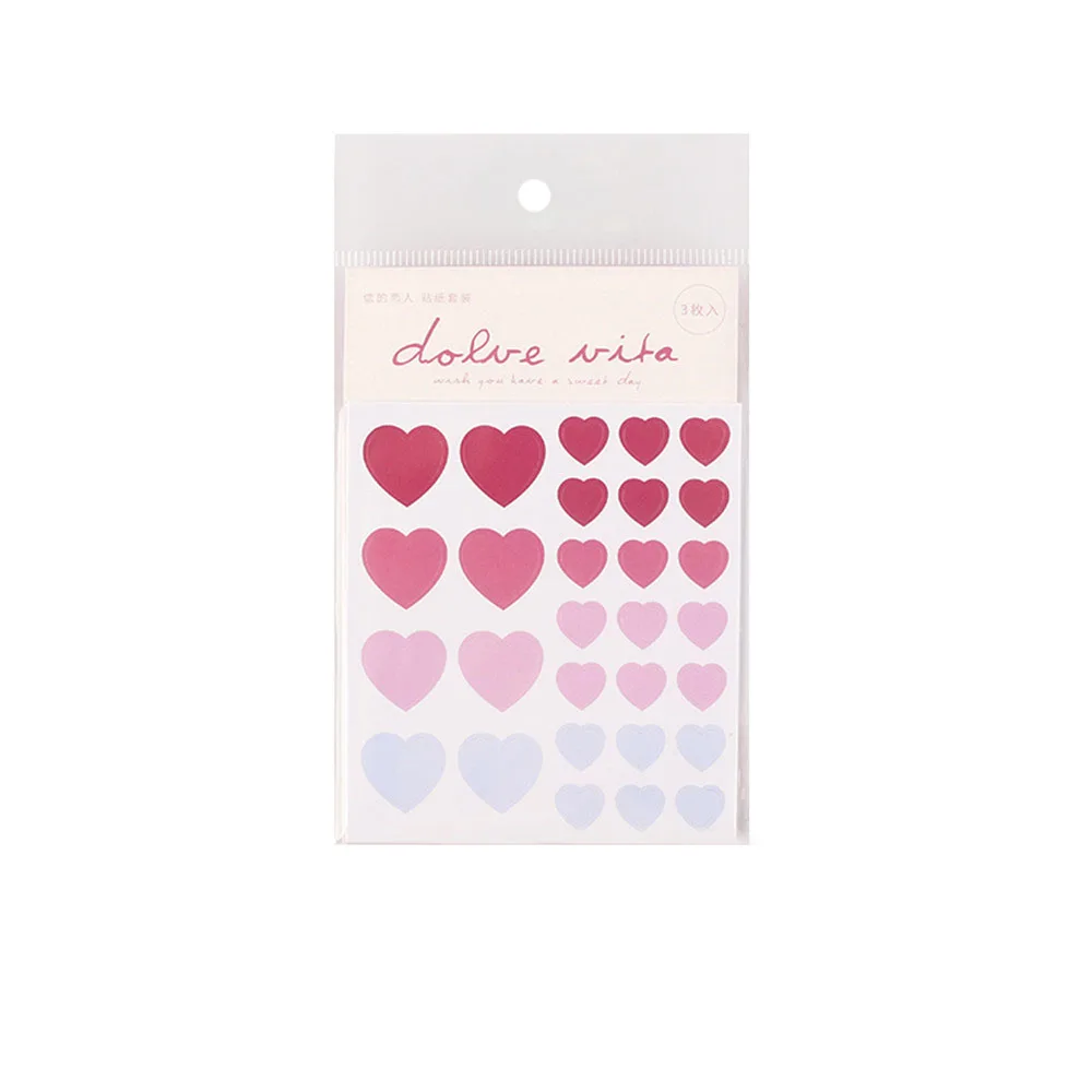 3 Sheets Love Heart Stickers Bullet Journal Stickers Kawaii Stationery DIY Diary Scrapbooking Sticker Cute Washi Stickers - Цвет: B