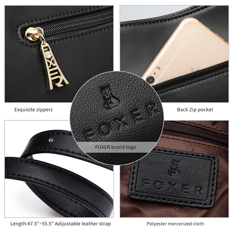 Женская сумка через плечо FOXER черная Кроссбоди из коровьей кожи 2019|bag ladies|women shoulder