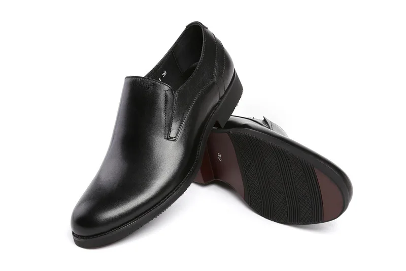 Cowhide Leather Shoes Business Men Shoes Chaussure Homme GSTN03 Wear Work Wear Cowhide Oxfords Round Toe Pure Men's Formal Solid