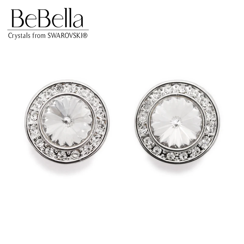 BeBella 1 4 см круглые Кристальные серьги гвоздики с кристаллами от Swarovski модные