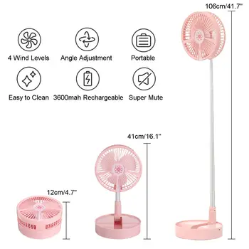 

New Folding Telescopic Mini Fan USB Rechargeable Student Portable Small Electric Dormitory Bed Office Desktop Large Wind Battery